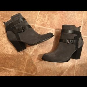 Black and suede booties